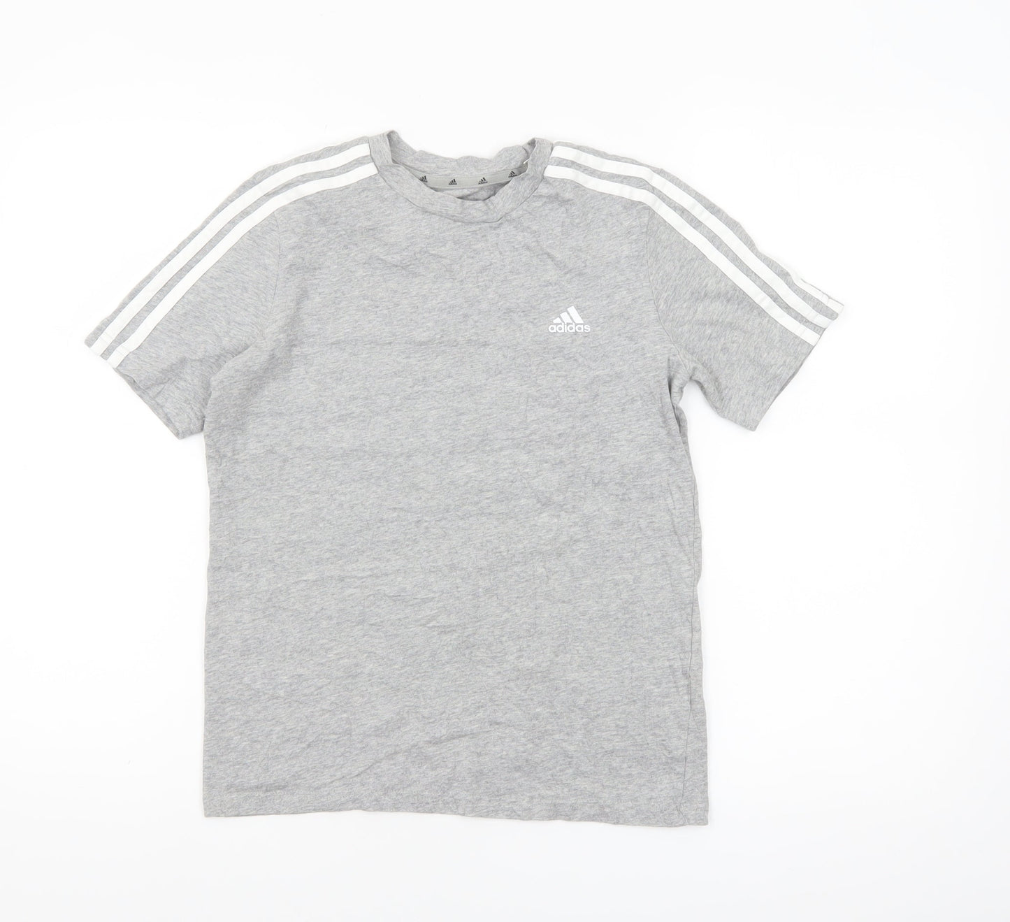 adidas Boys Grey 11-12 Years Short Sleeve Sports Cotton T-Shirt