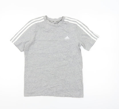 adidas Boys Grey 11-12 Years Short Sleeve Sports Cotton T-Shirt