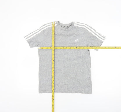 adidas Boys Grey 11-12 Years Short Sleeve Sports Cotton T-Shirt