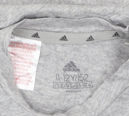 adidas Boys Grey 11-12 Years Short Sleeve Sports Cotton T-Shirt