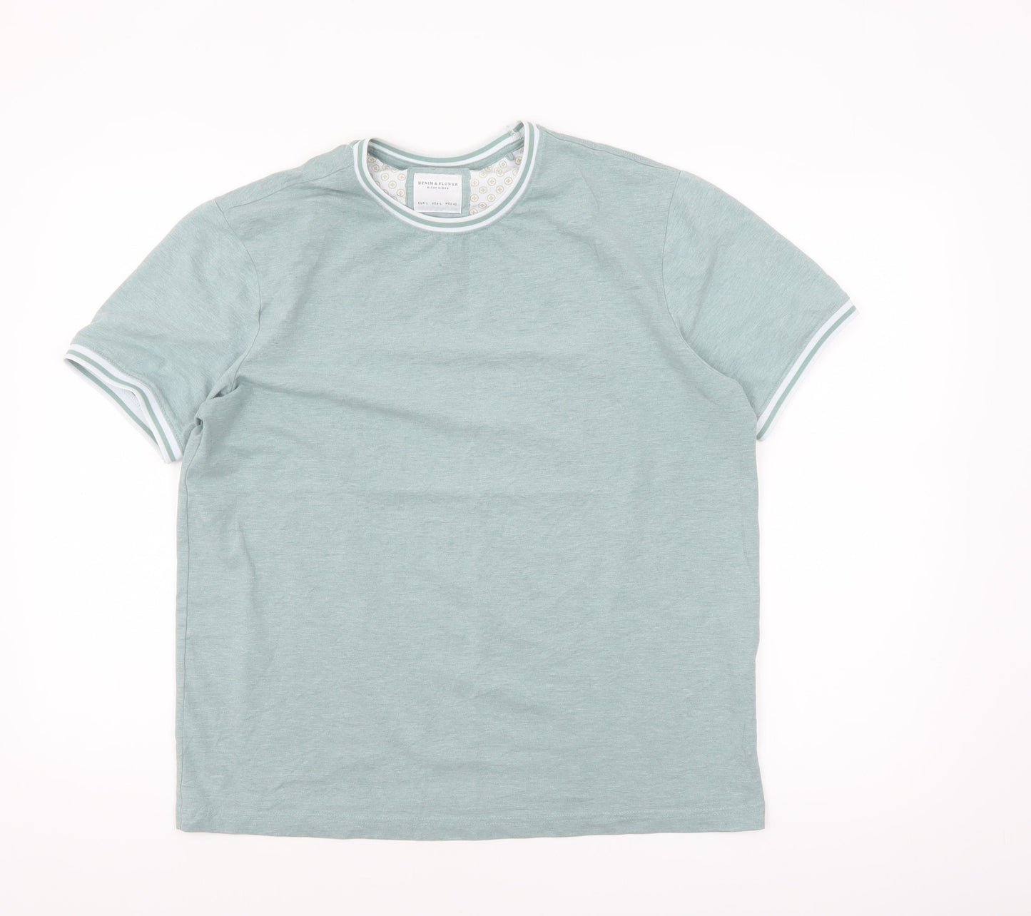 Denim & Flower Men's Green Crew Neck Short Sleeve T-Shirt Size L