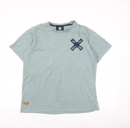 Blue Banana Men's Green XL Aztec Embroidered Cotton T-Shirt