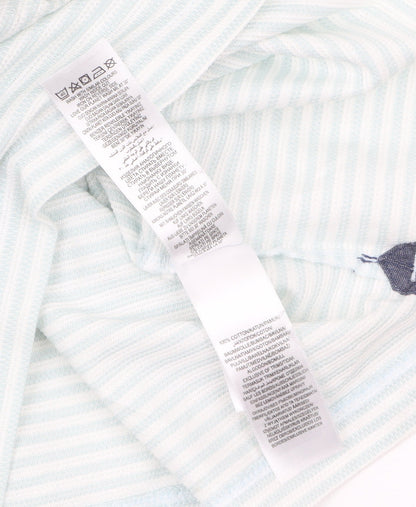 Jasper Conran Men's Blue Striped Button-Down Cotton Polo Shirt L