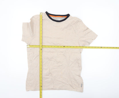 Ted Baker Women's Beige Striped Cotton Crew Neck Short Sleeve T-Shirt Size 10