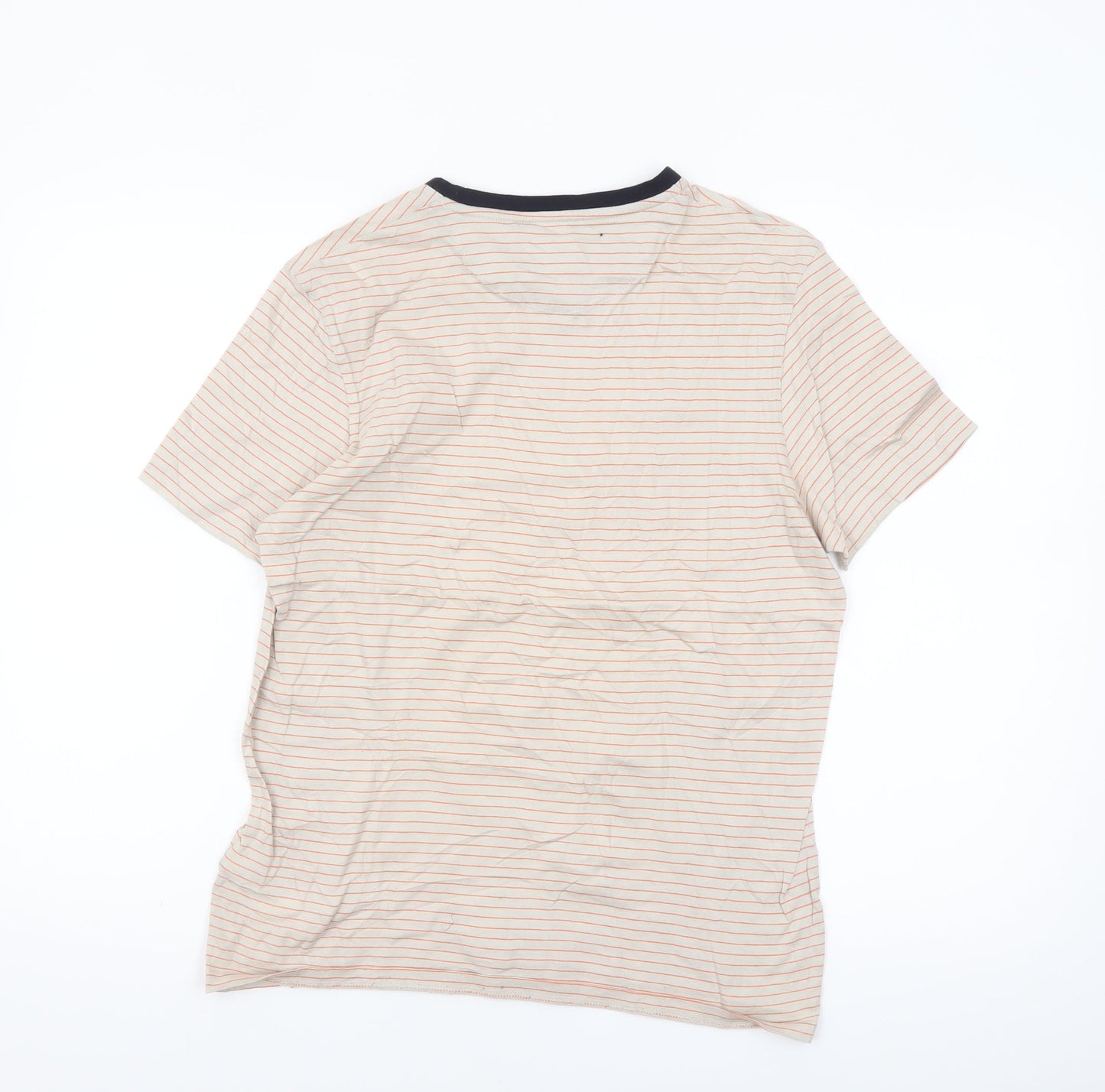 Ted Baker Women's Beige Striped Cotton Crew Neck Short Sleeve T-Shirt Size 10
