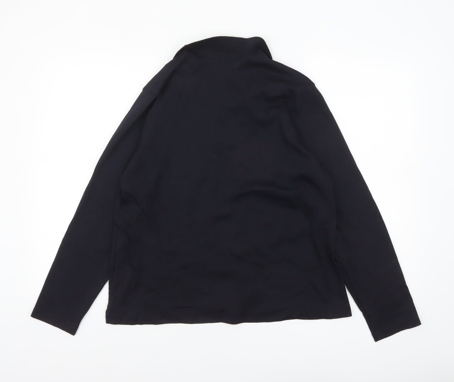 Lands' End Women's Black Long Sleeve Polo Shirt Size L Petite 100% Cotton