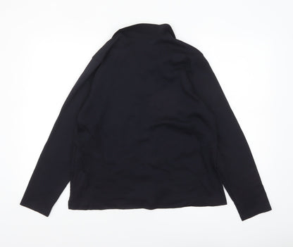 Lands' End Women's Black Long Sleeve Polo Shirt Size L Petite 100% Cotton