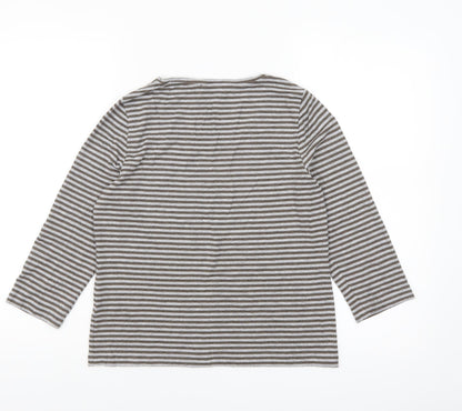 Peter Hahn Women’s Brown Striped Jersey Top Size 10 3/4 Sleeve