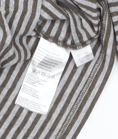 Peter Hahn Women’s Brown Striped Jersey Top Size 10 3/4 Sleeve