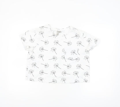 ASOS Women’s White Floral Cotton T-Shirt UK 12 Short Sleeve