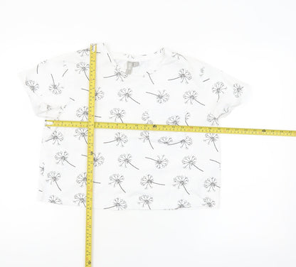 ASOS Women’s White Floral Cotton T-Shirt UK 12 Short Sleeve