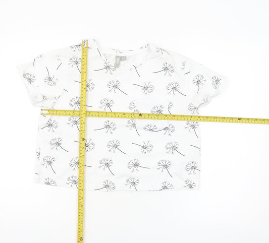 ASOS Women’s White Floral Cotton T-Shirt UK 12 Short Sleeve