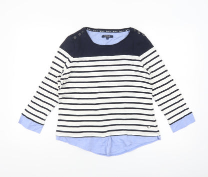 Maine New England Women's Navy Striped 3/4 Sleeve Cotton Top Size 12
