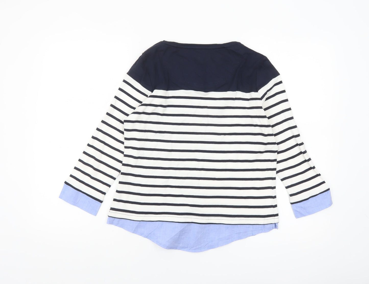 Maine New England Women's Navy Striped 3/4 Sleeve Cotton Top Size 12