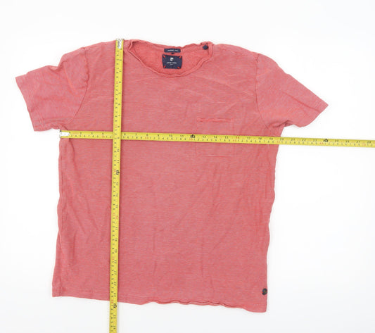 Pierre Cardin Men's Red Striped Cotton Crew Neck T-Shirt M