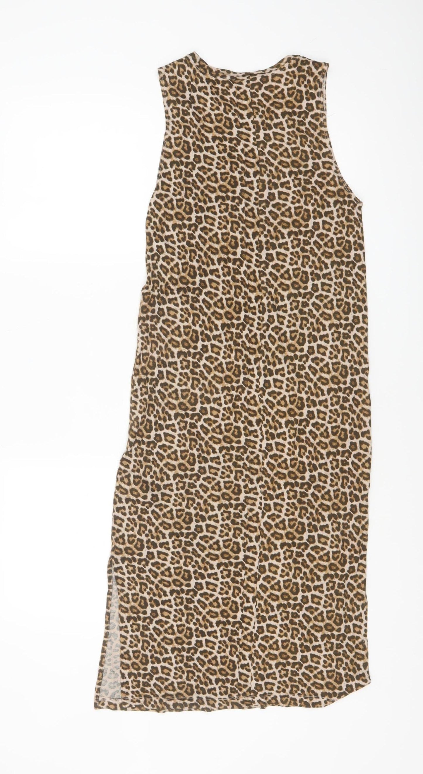 H&M Women Brown Leopard Print Sleeveless Tank Dress XS