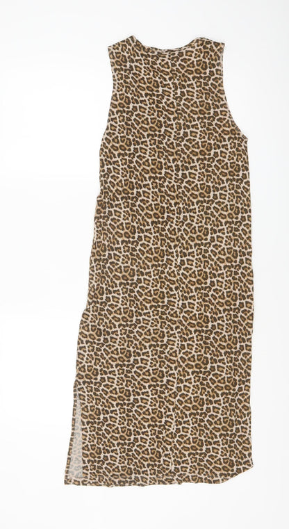 H&M Women Brown Leopard Print Sleeveless Tank Dress XS