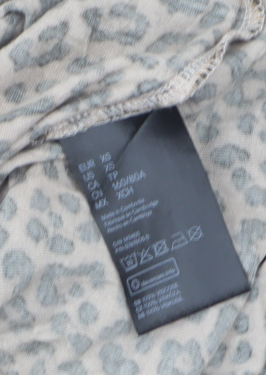 H&M Women Brown Leopard Print Sleeveless Tank Dress XS