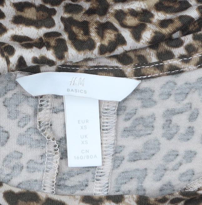 H&M Women Brown Leopard Print Sleeveless Tank Dress XS