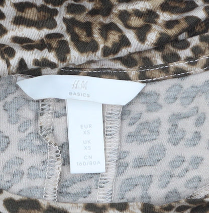 H&M Women Brown Leopard Print Sleeveless Tank Dress XS