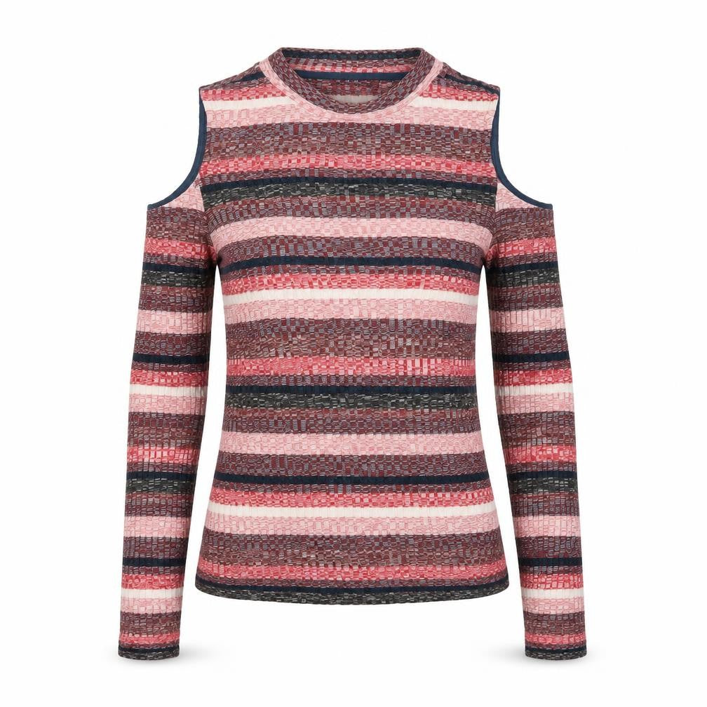 Marks & Spencer Women's Multicoloured Stripe Cold Shoulder Top Size 10
