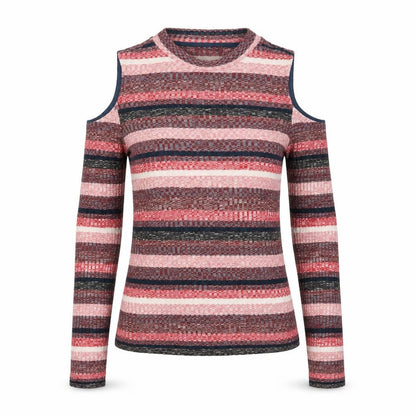 Marks & Spencer Women's Multicoloured Stripe Cold Shoulder Top Size 10