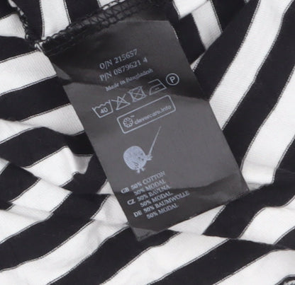 Monki Women Black White Striped Long Sleeve Jersey T-Shirt XS