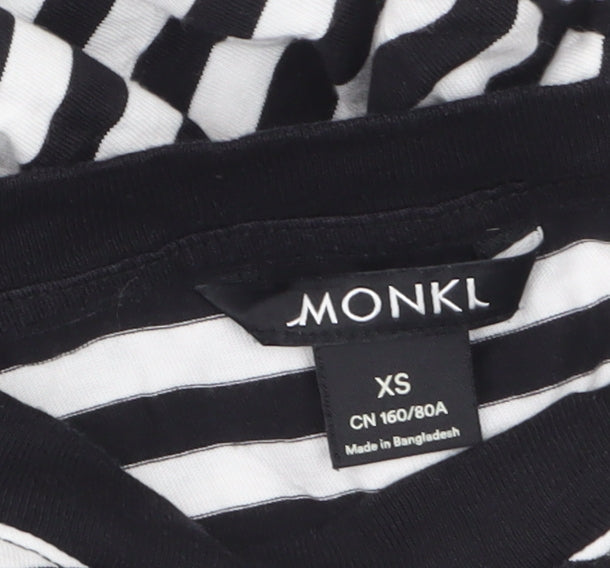 Monki Women Black White Striped Long Sleeve Jersey T-Shirt XS