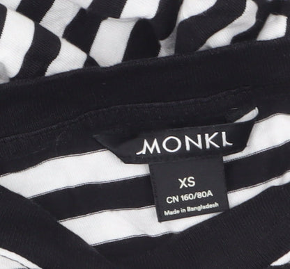 Monki Women Black White Striped Long Sleeve Jersey T-Shirt XS