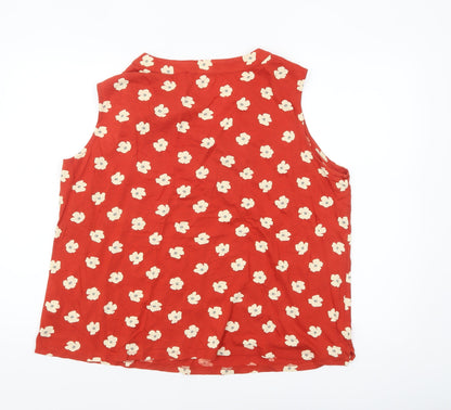 Seasalt Cornwall Women's Red Floral Cotton Modal Sleeveless Top UK 20