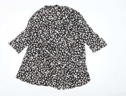 Anya Madsen Womens Black Floral Tunic Blouse Size 22 Viscose