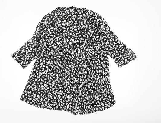 Anya Madsen Womens Black Floral Tunic Blouse Size 22 Viscose