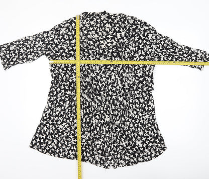 Anya Madsen Womens Black Floral Tunic Blouse Size 22 Viscose