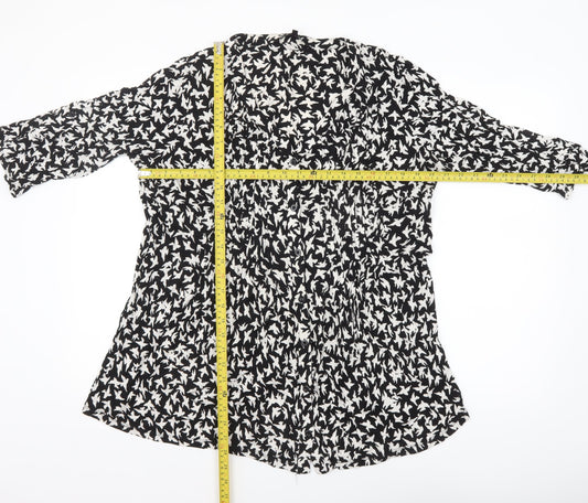 Anya Madsen Womens Black Floral Tunic Blouse Size 22 Viscose