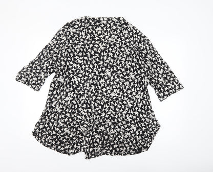 Anya Madsen Womens Black Floral Tunic Blouse Size 22 Viscose