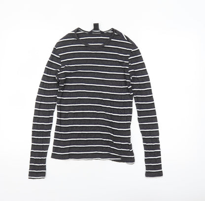 American Apparel Women’s Black Striped Long Sleeve Rayon T-Shirt Size M