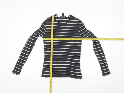 American Apparel Women’s Black Striped Long Sleeve Rayon T-Shirt Size M