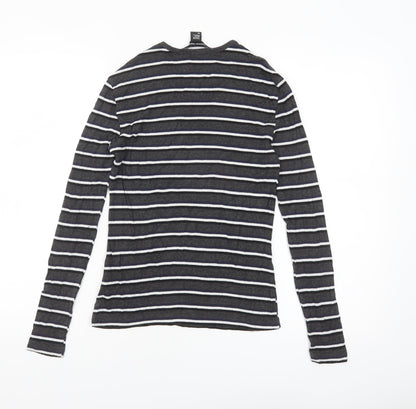 American Apparel Women’s Black Striped Long Sleeve Rayon T-Shirt Size M