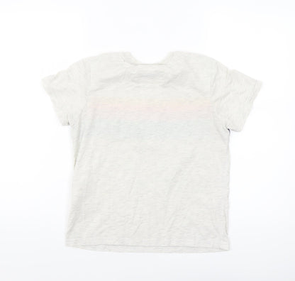 Superdry Womens White Rainbow Logo T-Shirt Size 4 Regular Fit