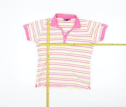 Isle Women’s Multicoloured Striped Cotton Polo Shirt Size 14