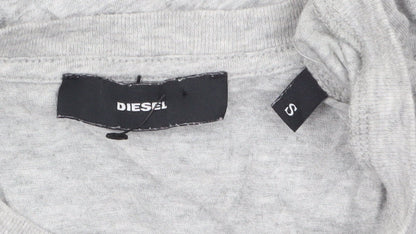 Diesel Women's Grey Cotton Rainbow Logo T-Shirt Size S