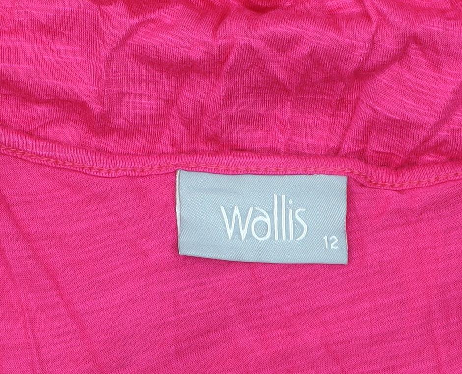 Wallis Women’s Pink Ruffle Blouse Size 12 Short Sleeve Viscose Top