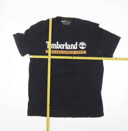 Timberland Men's Black Regular Fit Logo Cotton T-Shirt Size L