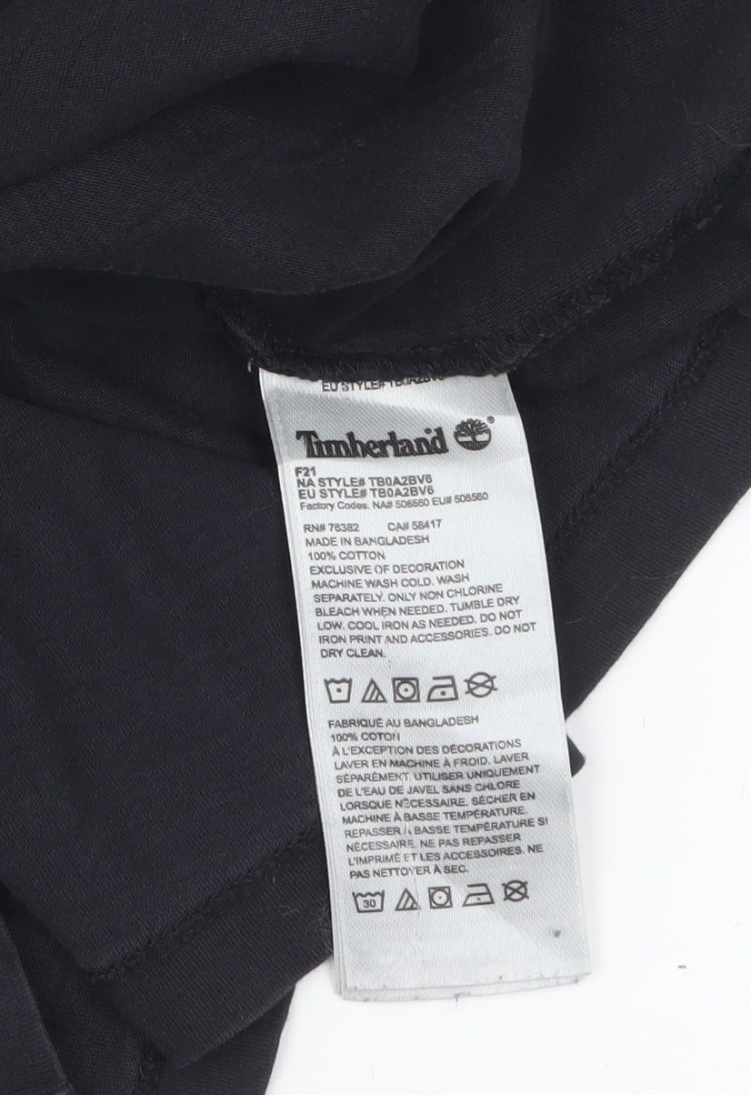 Timberland Men's Black Regular Fit Logo Cotton T-Shirt Size L