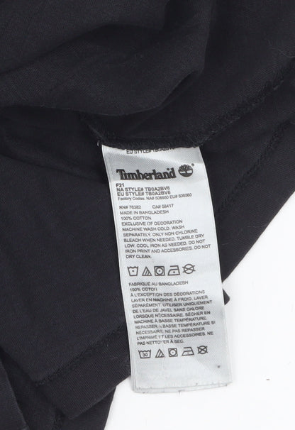 Timberland Men's Black Regular Fit Logo Cotton T-Shirt Size L