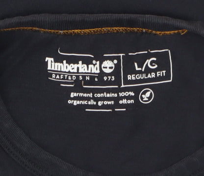 Timberland Men's Black Regular Fit Logo Cotton T-Shirt Size L