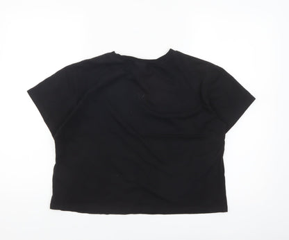 H&M Divided Women’s Black Sequin Iconic Cropped T-Shirt Size 14