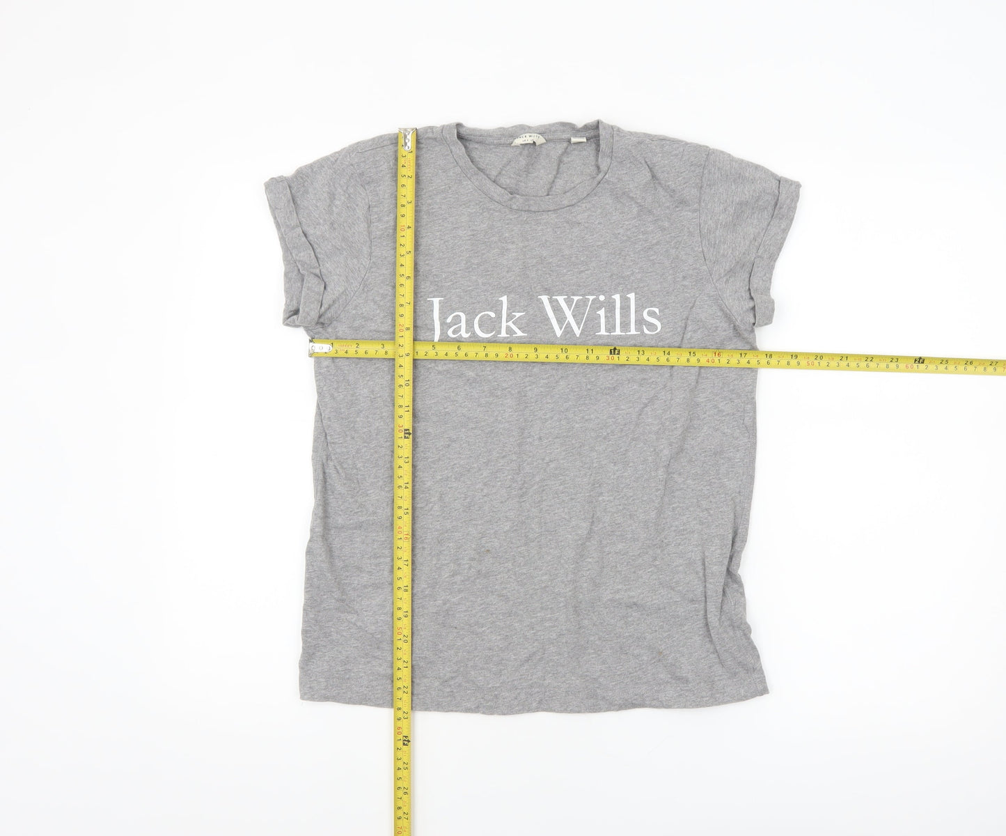 Jack Wills Women's Grey Cotton Crew Neck Basic T-Shirt UK 6