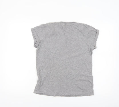 Jack Wills Women's Grey Cotton Crew Neck Basic T-Shirt UK 6