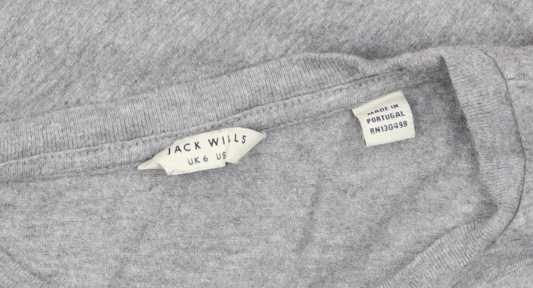 Jack Wills Women's Grey Cotton Crew Neck Basic T-Shirt UK 6